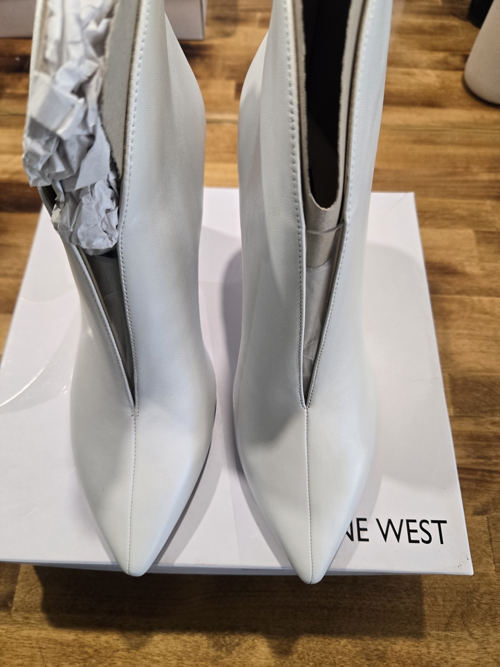 Nine West White Pointed Heel Ankle Boots - Picture 6 of 8